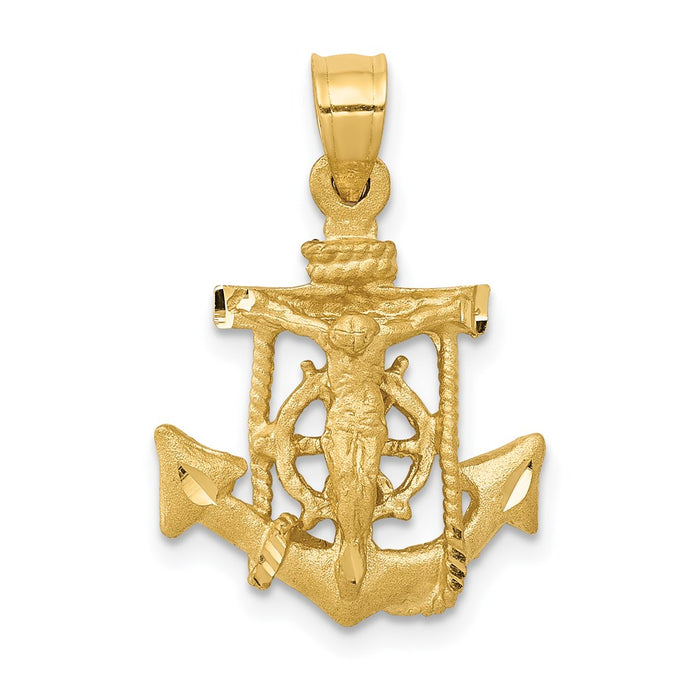 Million Charms 14K Yellow Gold Themed Mariners Relgious Cross Pendant