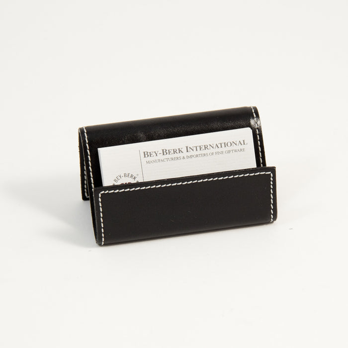 Occasion Gallery Black Color Black Leather Business Card Holder. 4.25 L x 2.75 W x 2 H in.