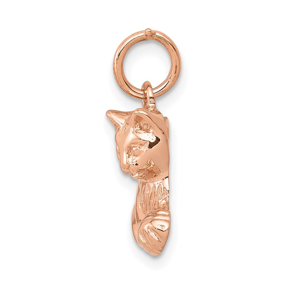 Million Charms 14K Rose Gold Themed Solid Polished Open-Backed Cat Charm