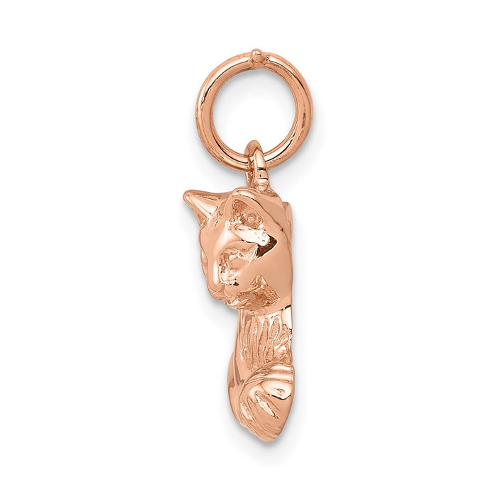 Million Charms 14K Rose Gold Themed Solid Polished Open-Backed Cat Charm