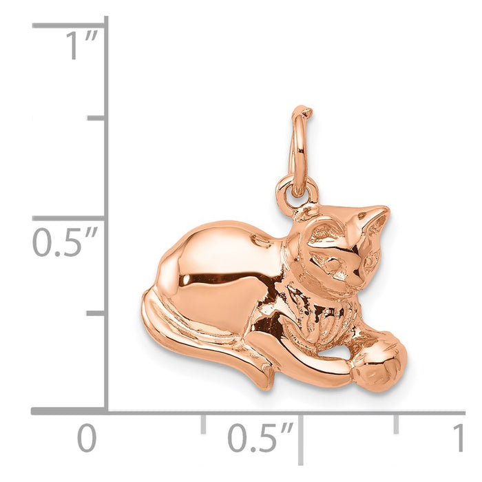 Million Charms 14K Rose Gold Themed Solid Polished Open-Backed Cat Charm