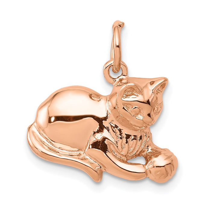 Million Charms 14K Rose Gold Themed Solid Polished Open-Backed Cat Charm