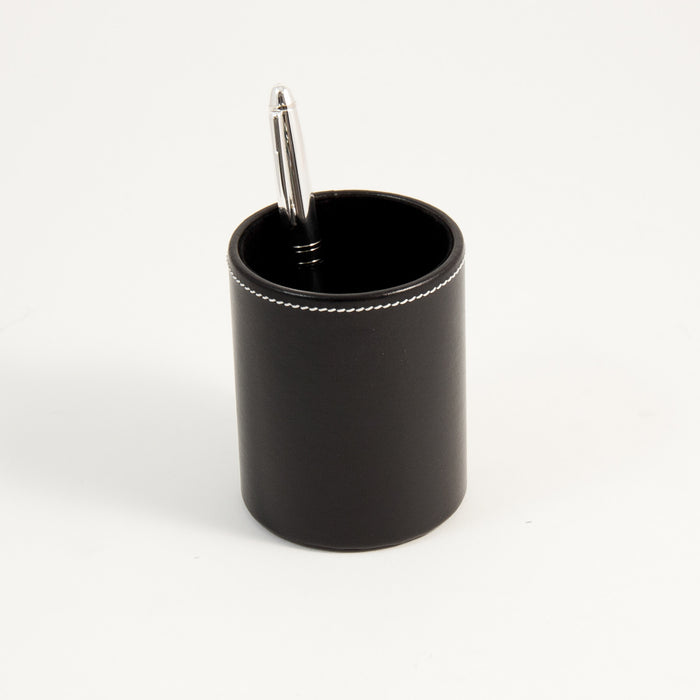 Occasion Gallery Black Color Black Leather Pen Cup. 3 L x 4 W x  H in.