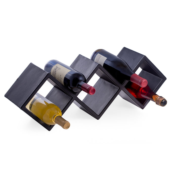 Occasion Gallery Black Color Black Leather Rack for Wall or Desk Top. 25 L x 5.75 W x 8.5 H in.