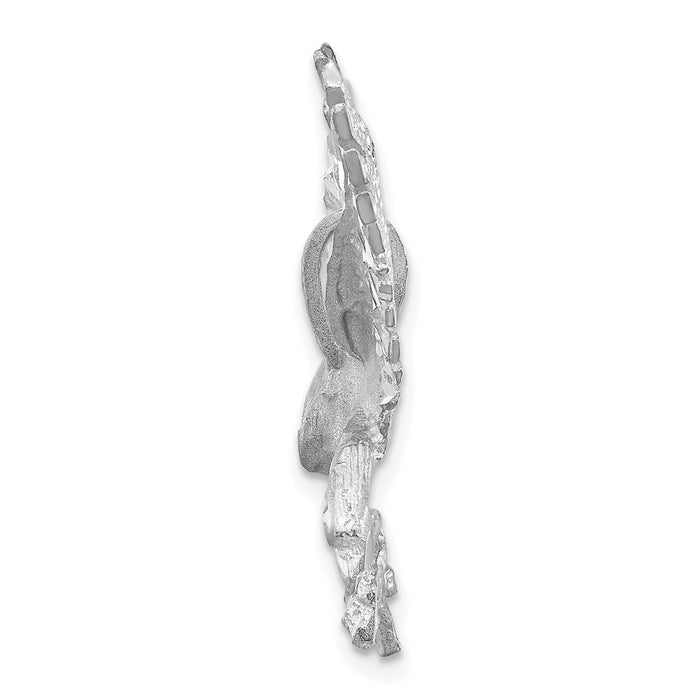 Million Charms 14K White Gold Themed Polished Diamond-Cut Eagle Pendant