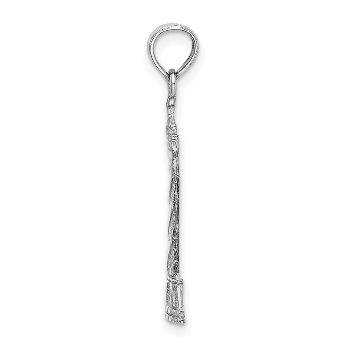 Million Charms 14K White Gold Themed 2-D Cape Hatteras Lighthouse Charm