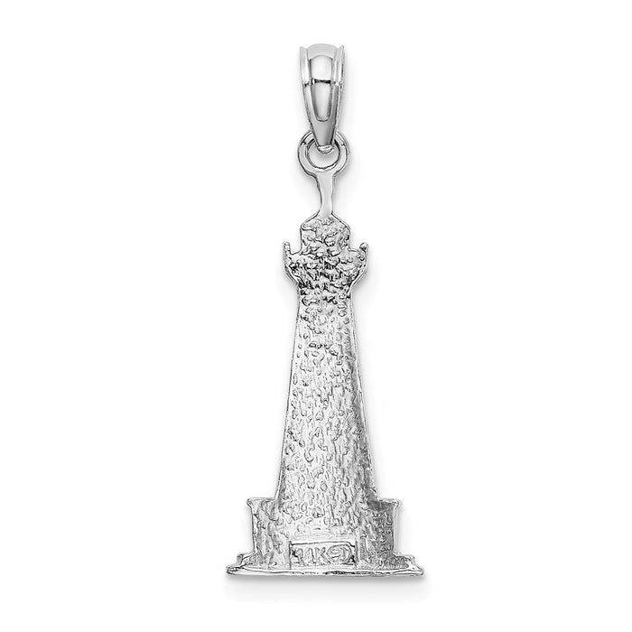 Million Charms 14K White Gold Themed 2-D Cape Hatteras Lighthouse Charm