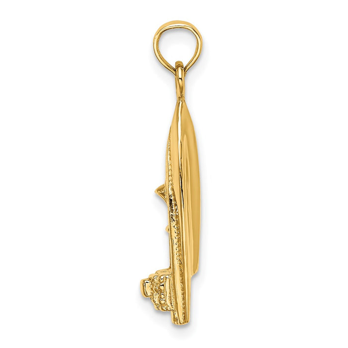 Million Charms 14K Yellow Gold Themed Polished 3-Dimensional Speedboat Charm