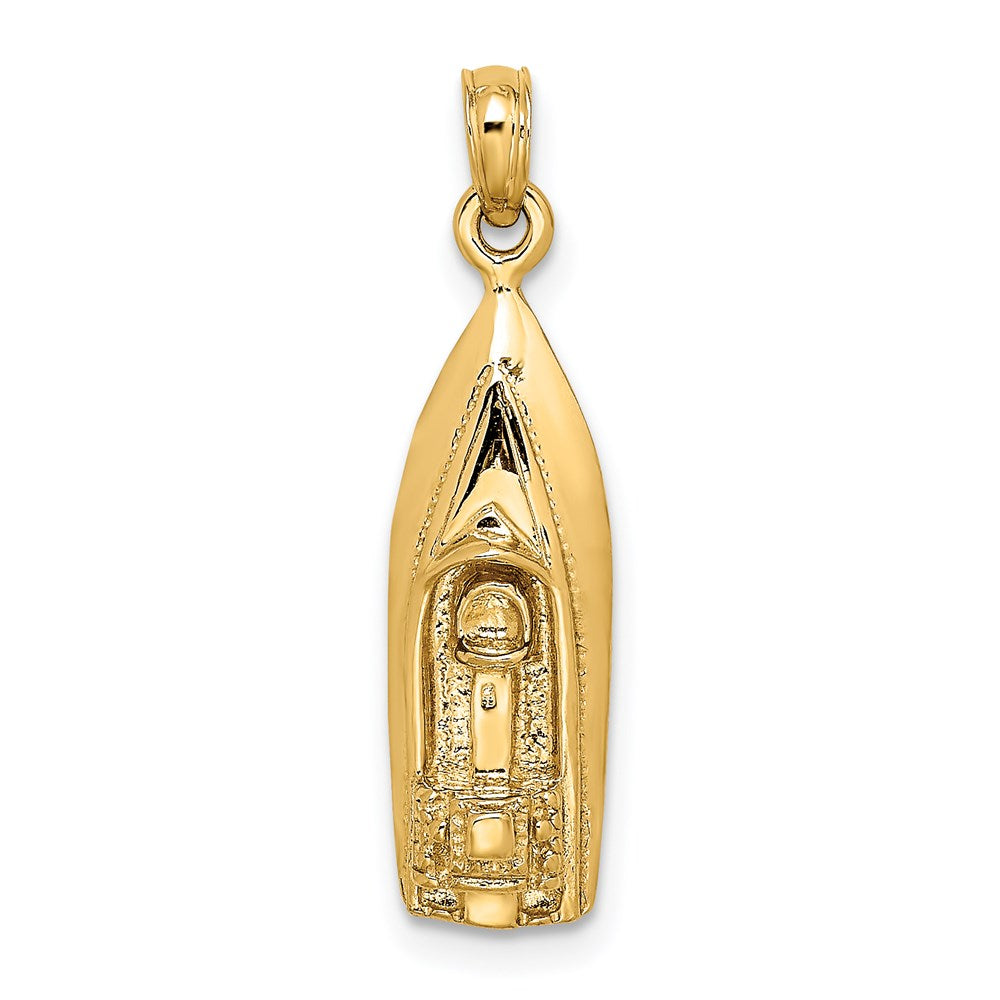 Million Charms 14K Yellow Gold Themed Polished 3-Dimensional Speedboat Charm
