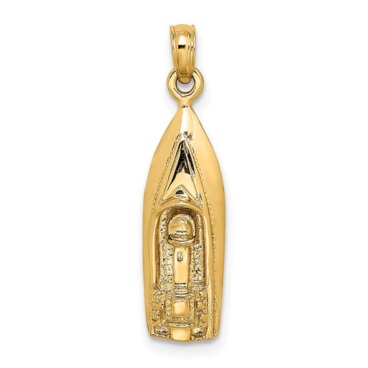 Million Charms 14K Yellow Gold Themed Polished 3-Dimensional Speedboat Charm
