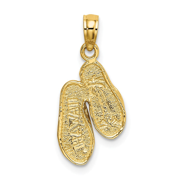 Million Charms 14K Yellow Gold Themed Solid Polished Hawaii Flip-Flops Charm