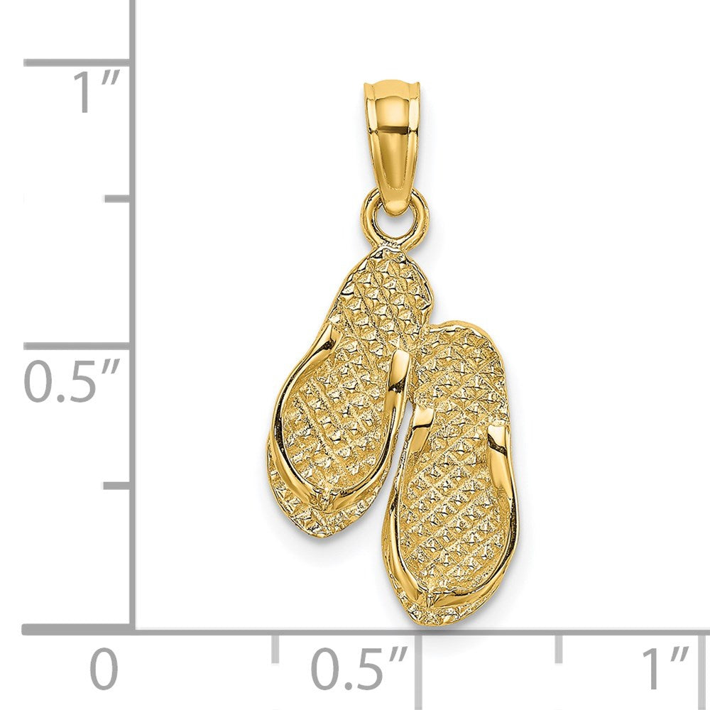 Million Charms 14K Yellow Gold Themed Solid Polished Hawaii Flip-Flops Charm