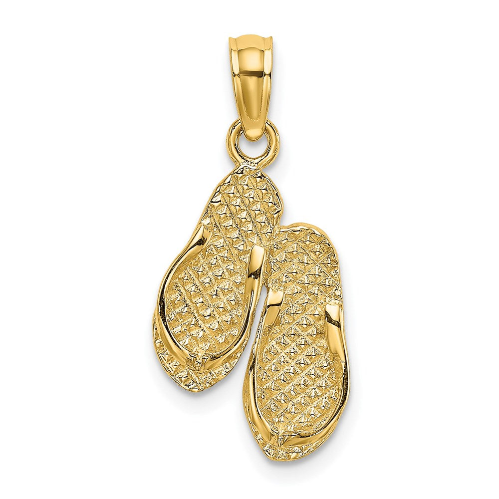 Million Charms 14K Yellow Gold Themed Solid Polished Hawaii Flip-Flops Charm