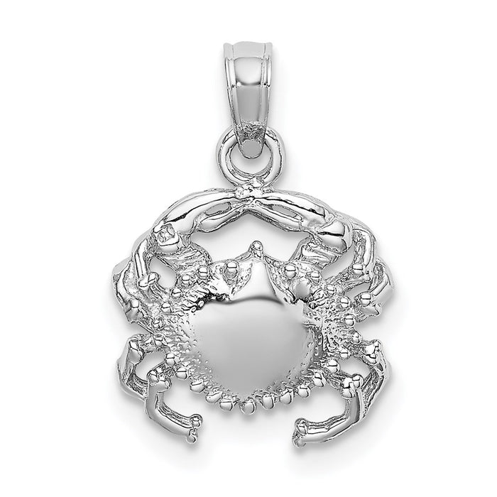 Million Charms 14K White Gold Themed 2-D White Crab Charm