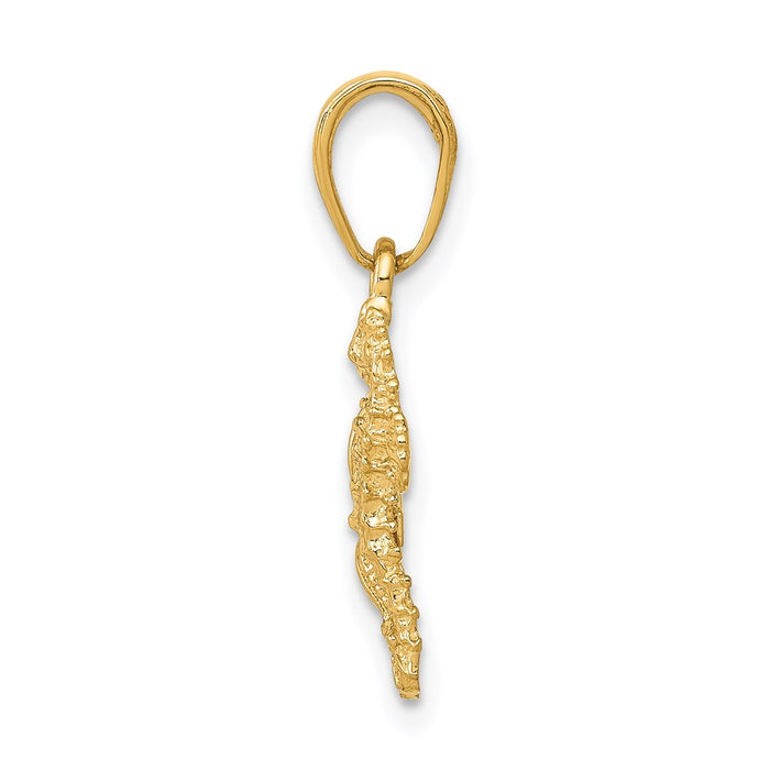 Million Charms 14K Yellow Gold Themed Solid Nautical Seahorse & Nautical Starfish Pendant
