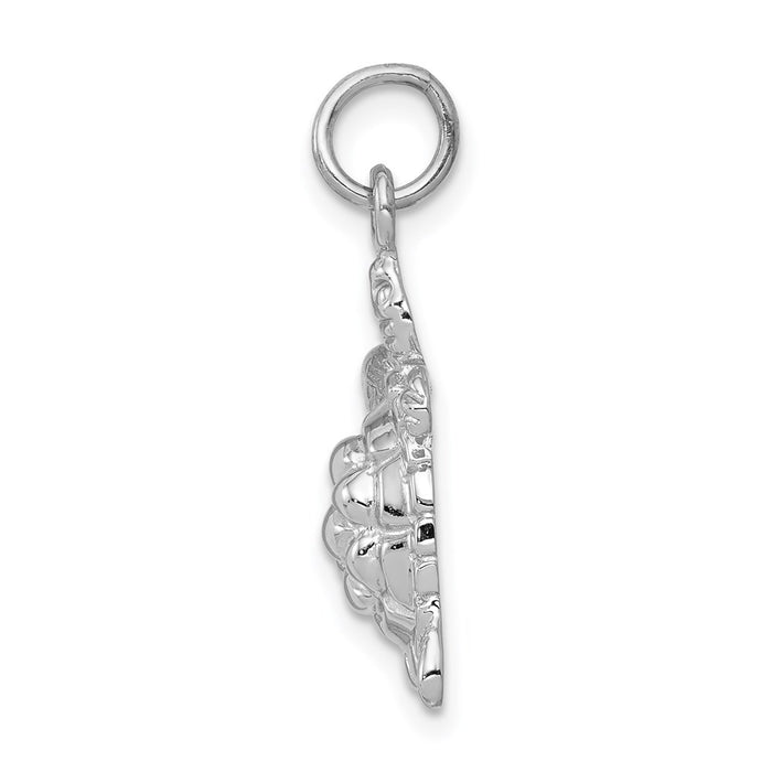 Million Charms 14K White Gold Themed Solid Polished Open-Backed Turtle Charm