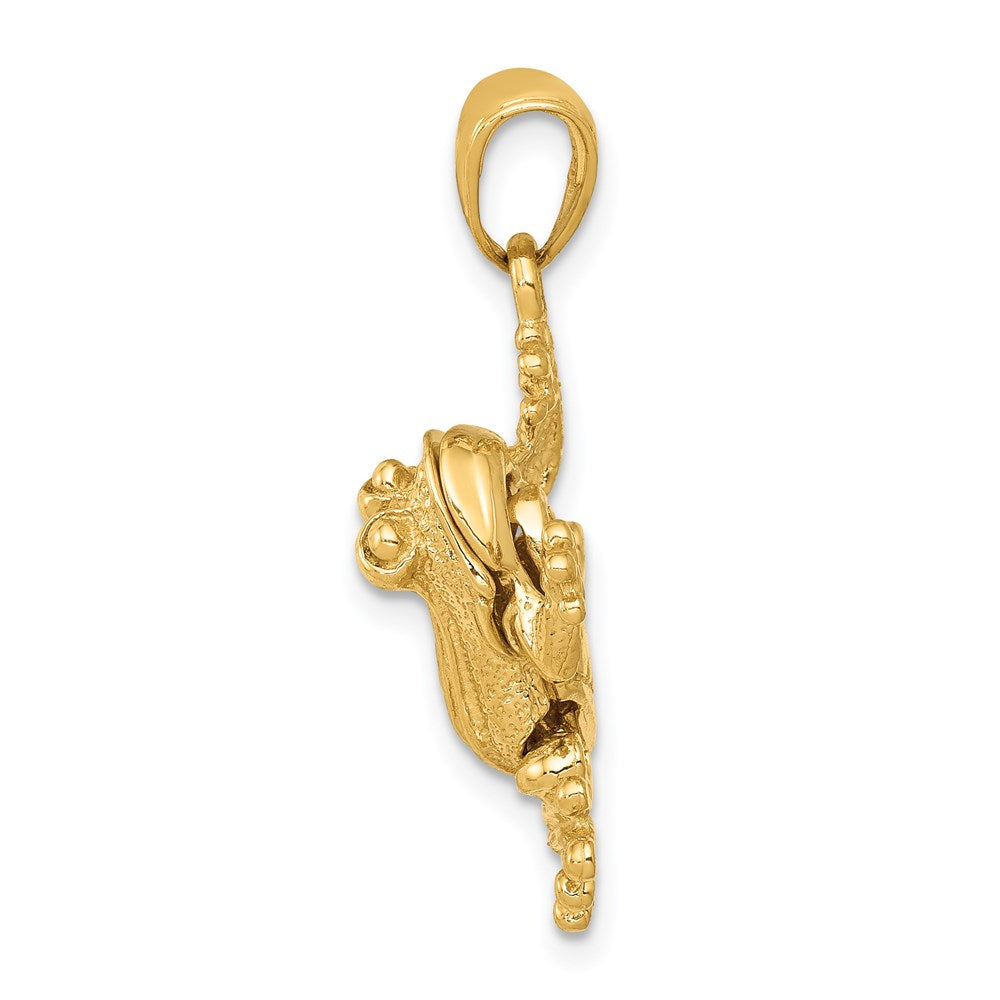 Million Charms 14K Yellow Gold Themed Solid Polished 3-Dimensional Moveable Frog Pendant