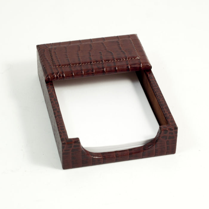 Occasion Gallery Brown Color Brown "Croco" Leather 4"x6" Memo Holder. 4.75 L x 6.75 W x 1.65 H in.