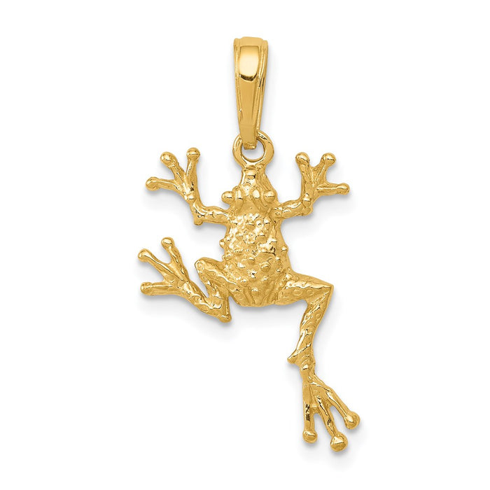 Million Charms 14K Yellow Gold Themed Solid Polished Open-Backed Frog Pendant