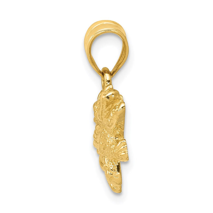 Million Charms 14K Yellow Gold Themed Solid Polished Open-Backed Crocodile Pendant