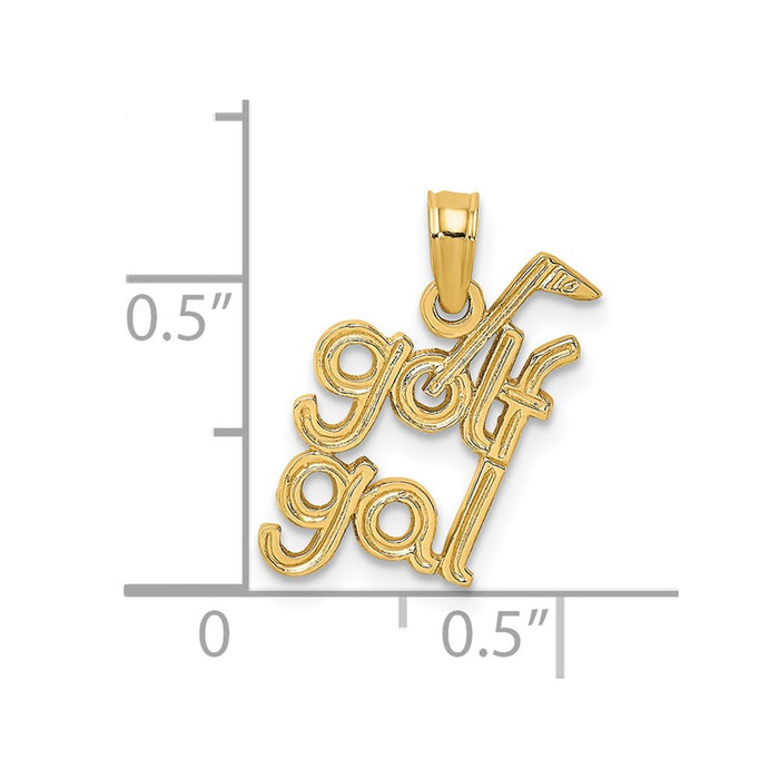 Million Charms 14K Yellow Gold Themed Solid Polished Sports Golf Gal Charm