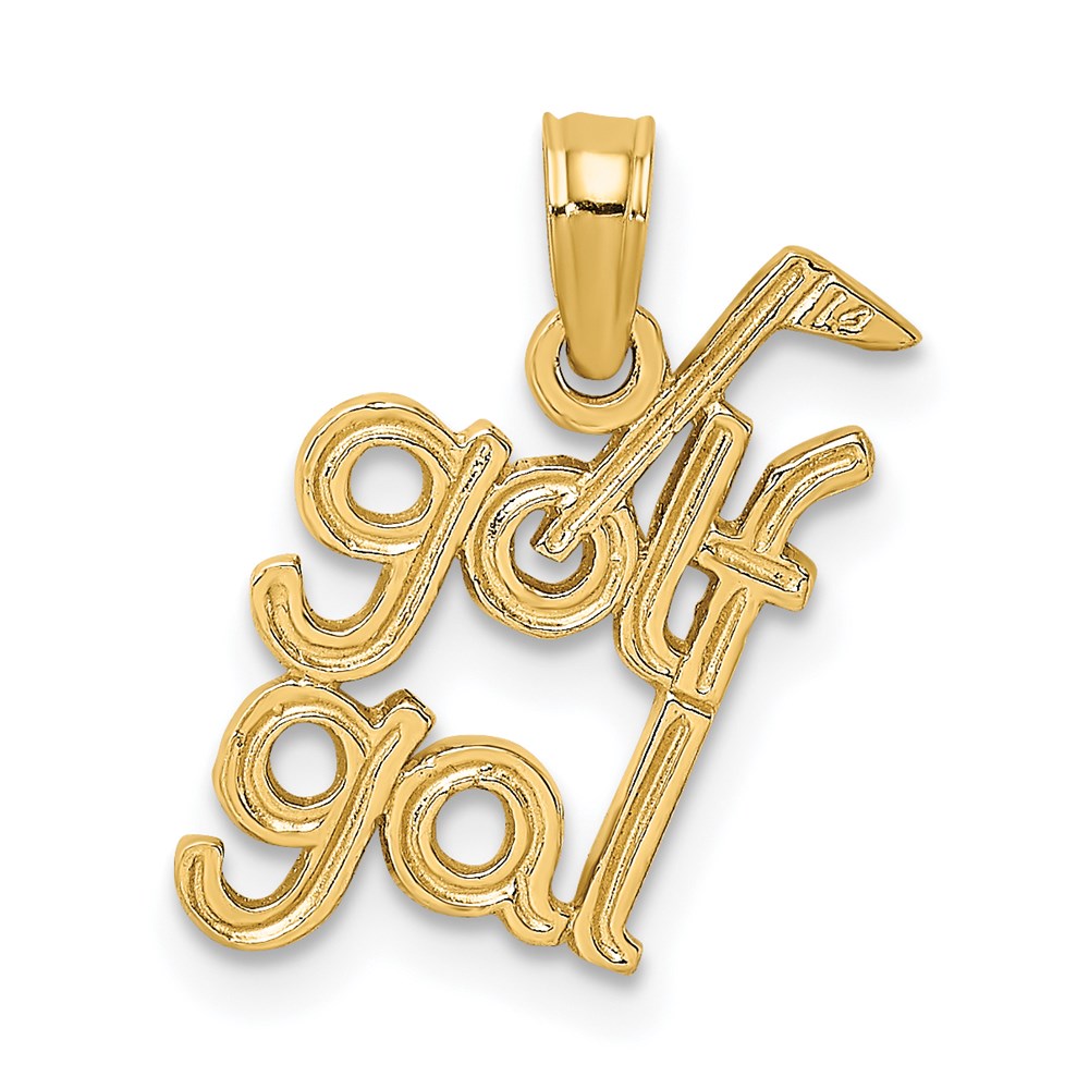 Million Charms 14K Yellow Gold Themed Solid Polished Sports Golf Gal Charm
