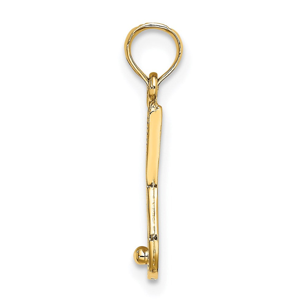 Million Charms 14K Yellow Gold Themed Solid Polished 3-Dimensional Sports Tennis Racquet Charm