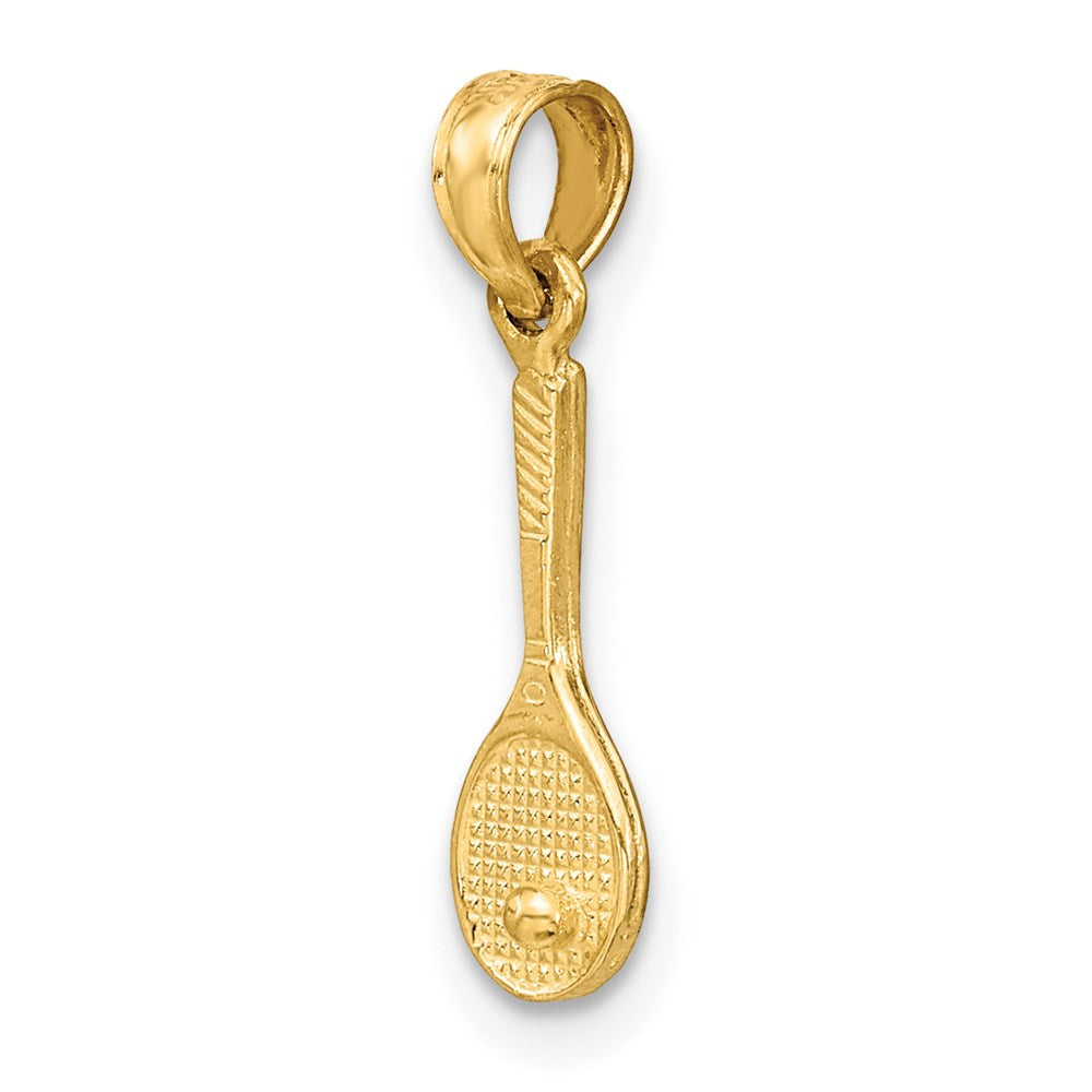 Million Charms 14K Yellow Gold Themed Solid Polished 3-Dimensional Sports Tennis Racquet Charm