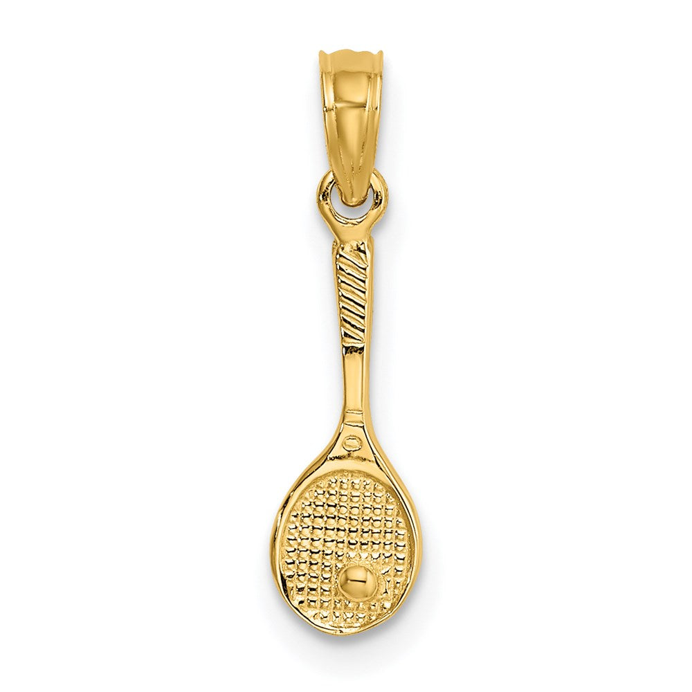 Million Charms 14K Yellow Gold Themed Solid Polished 3-Dimensional Sports Tennis Racquet Charm