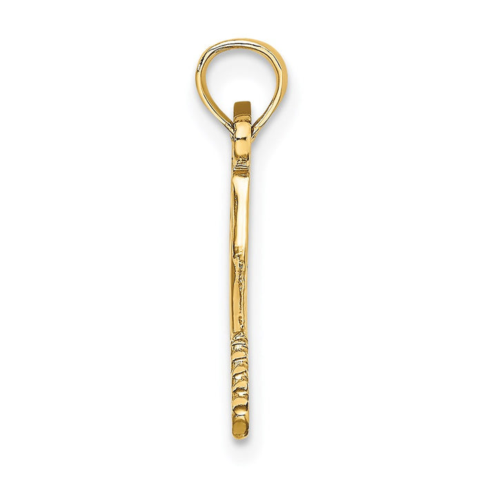 Million Charms 14K Yellow Gold Themed Solid Polished 3-Dimensional Sports Tennis Racquet Charm