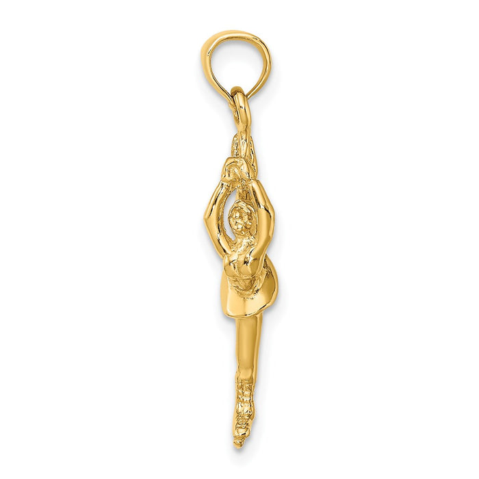 Million Charms 14K Yellow Gold Themed Solid Polished 3-Dimensional Figure Skater Charm