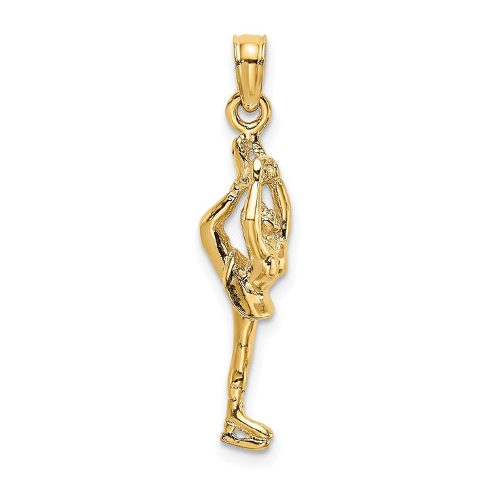 Million Charms 14K Yellow Gold Themed Solid Polished 3-Dimensional Figure Skater Charm