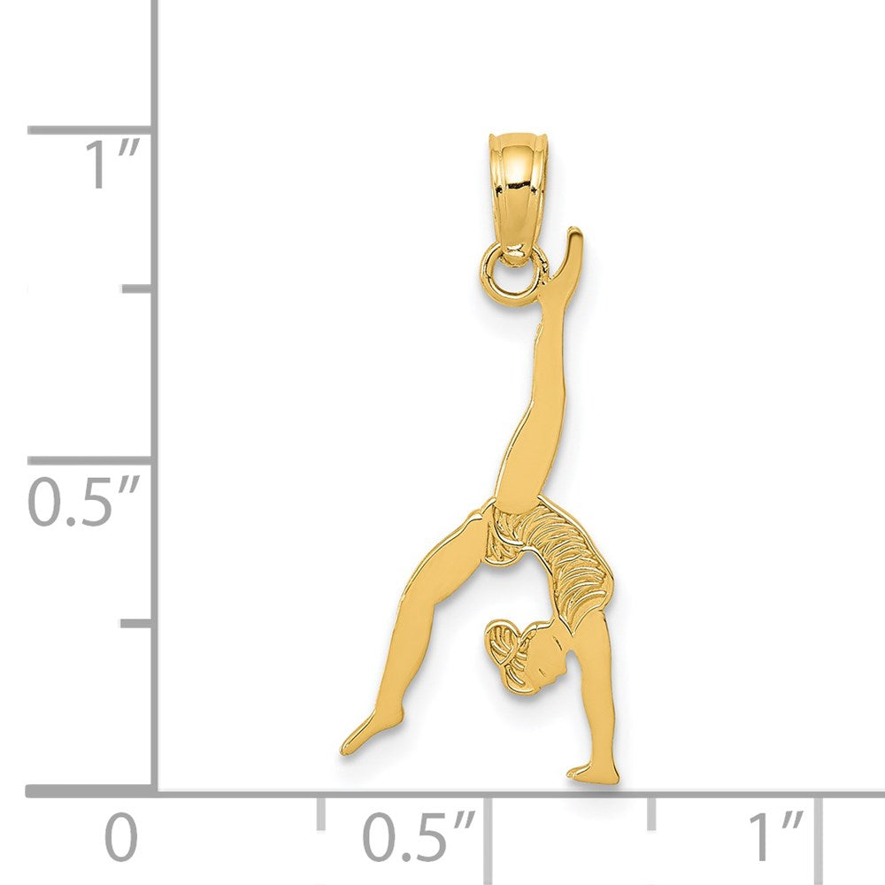 Million Charms 14K Yellow Gold Themed Solid Polished Gymnast Pendant