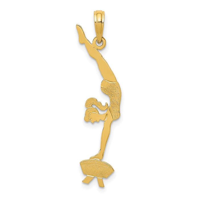 Million Charms 14K Yellow Gold Themed Solid Polished Gymnast Pendant