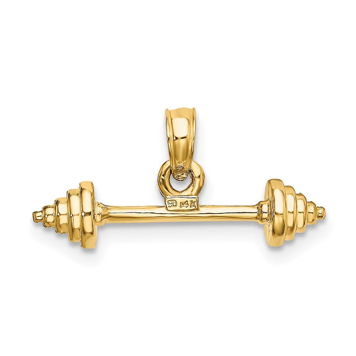 Million Charms 14K Yellow Gold Themed Solid Polished 3-Dimensional Dumbbell Charm