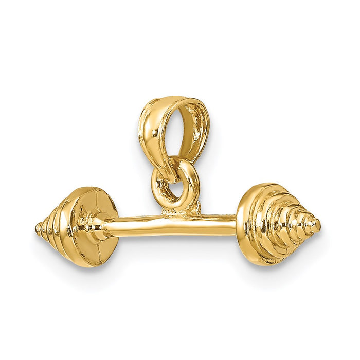 Million Charms 14K Yellow Gold Themed Solid Polished 3-Dimensional Dumbbell Charm