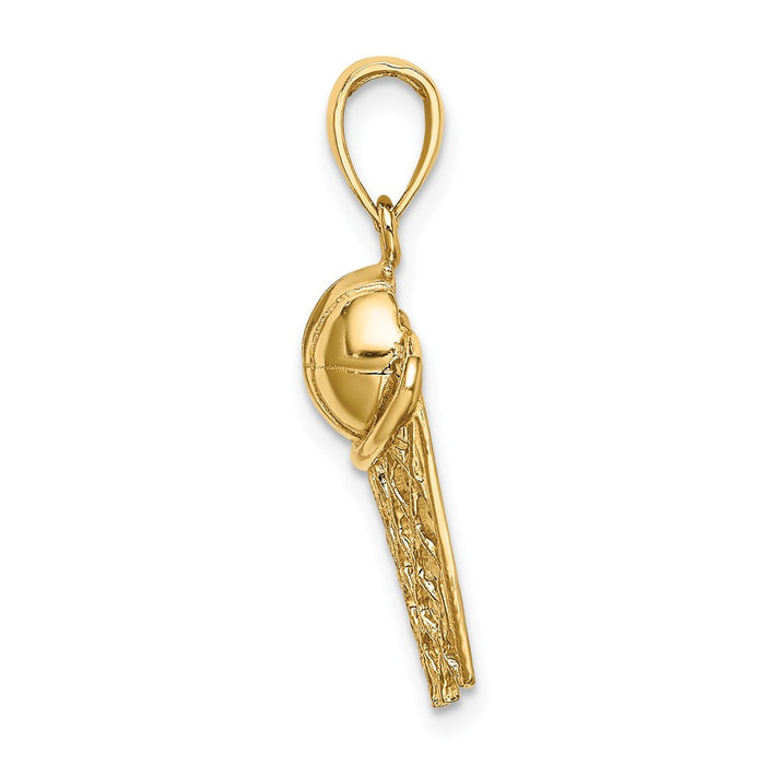 Million Charms 14K Yellow Gold Themed Polished Sports Basketball & Net Charm