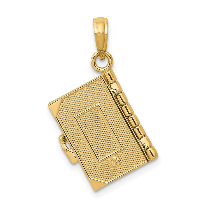 Million Charms 14K Yellow Gold Themed Lords Prayer Bible Pendant