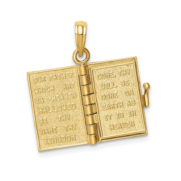 Million Charms 14K Yellow Gold Themed Lords Prayer Bible Pendant