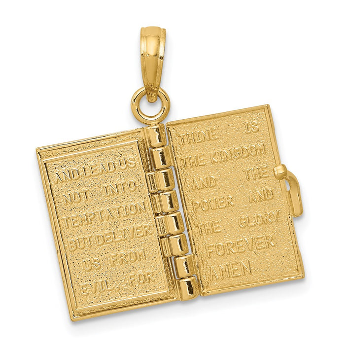 Million Charms 14K Yellow Gold Themed Lords Prayer Bible Pendant