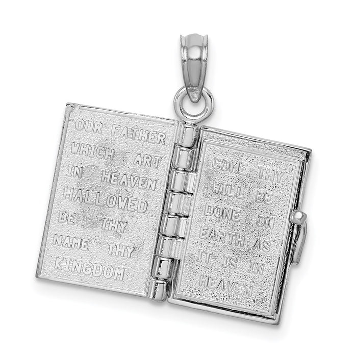 Million Charms 14K White Gold Themed Lords Prayer Bible Pendant