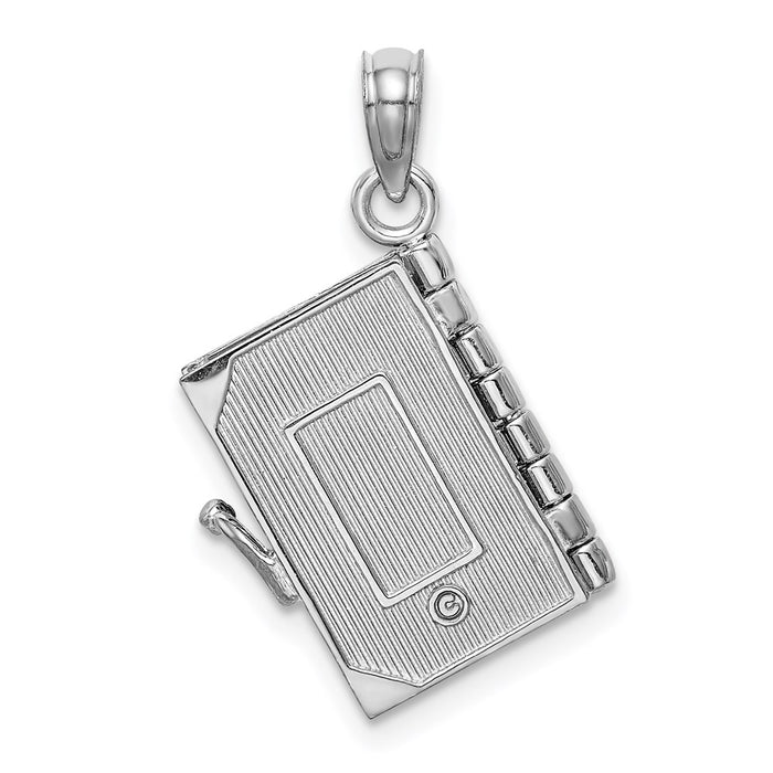 Million Charms 14K White Gold Themed Lords Prayer Bible Pendant