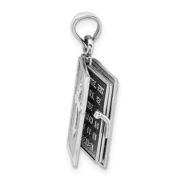 Million Charms 14K White Gold Themed Lords Prayer Bible Pendant