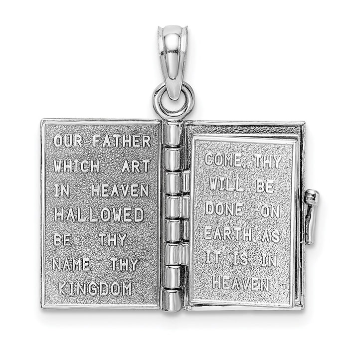 Million Charms 14K White Gold Themed Lords Prayer Bible Pendant