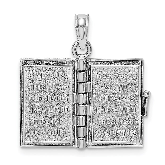 Million Charms 14K White Gold Themed Lords Prayer Bible Pendant