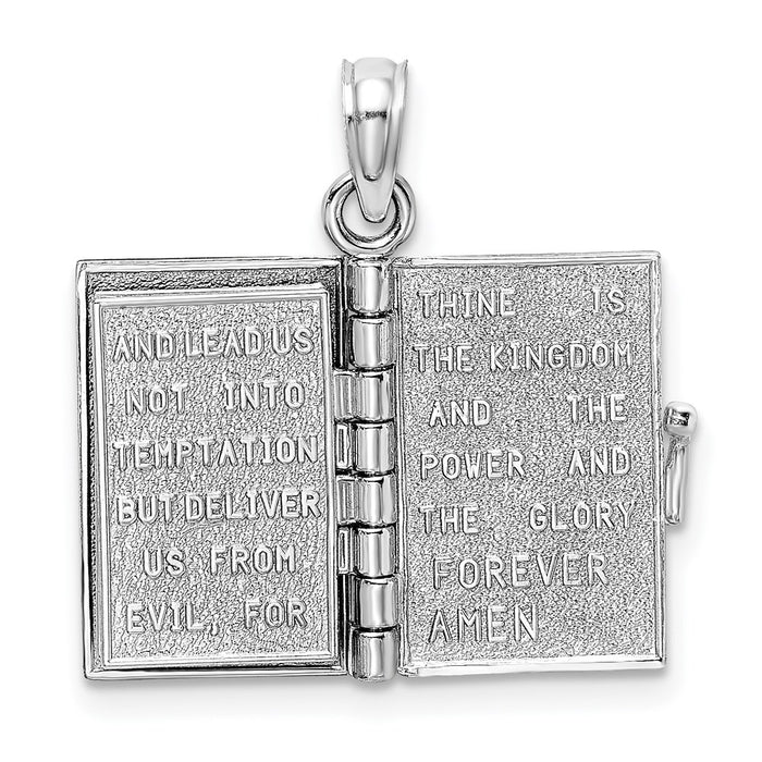 Million Charms 14K White Gold Themed Lords Prayer Bible Pendant