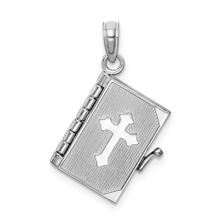 Million Charms 14K White Gold Themed Lords Prayer Bible Pendant