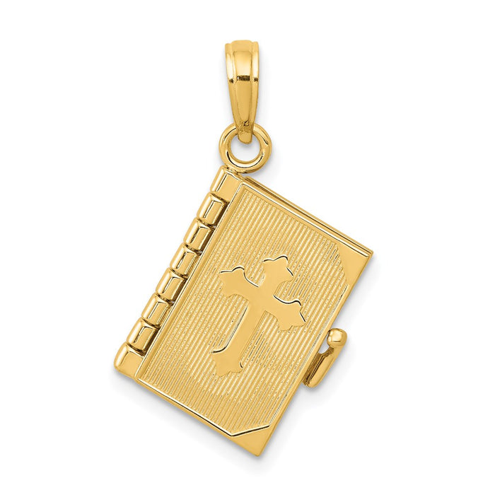 Million Charms 14K Yellow Gold Themed Lords Prayer Bible Pendant