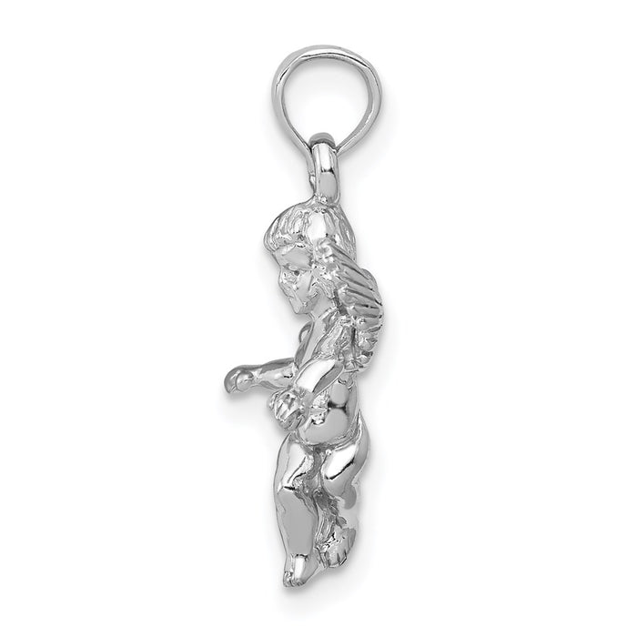 Million Charms 14K White Gold Themed Polished Solid Angel Pendant