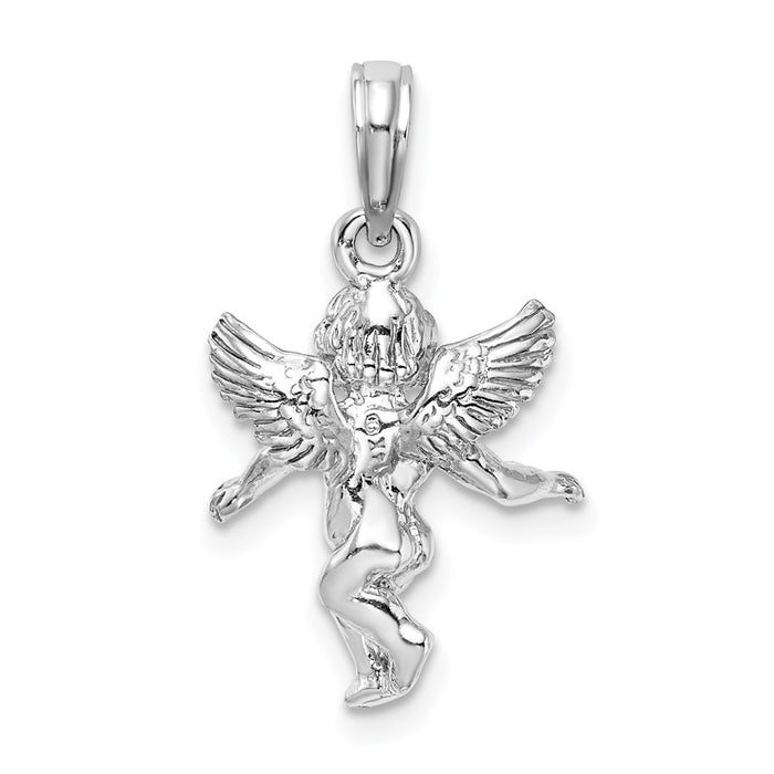 Million Charms 14K White Gold Themed Polished Solid Angel Pendant